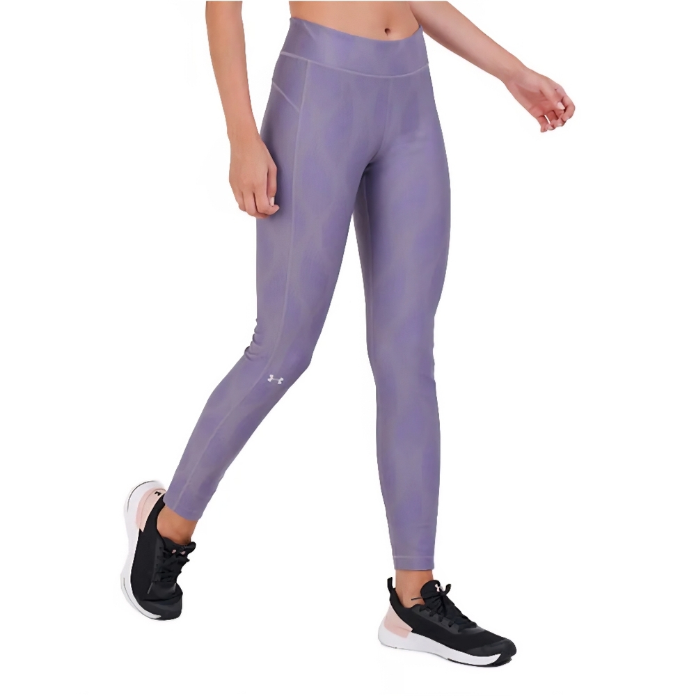 UNDER ARMOUR HeatGear Compression Leggings Womens XL Purple Metallic Gym Workout